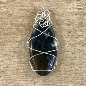 Crazy Lace Plume Agate  Necklace Pendant